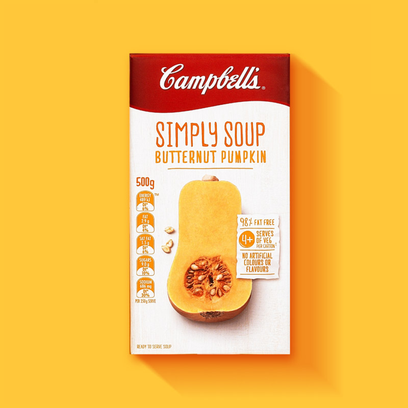 Energi Packaging Design Agency Specialists Campbells Simply Soup Butternut Pumpkin Tetra Pack Product Photography 