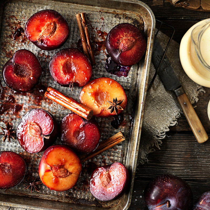 Energi Packaging Design Agency Specialists Product Lifestyle Photography Plum Cinnamon Anise Baking Pan Baked Fresh Fruit Delicious 